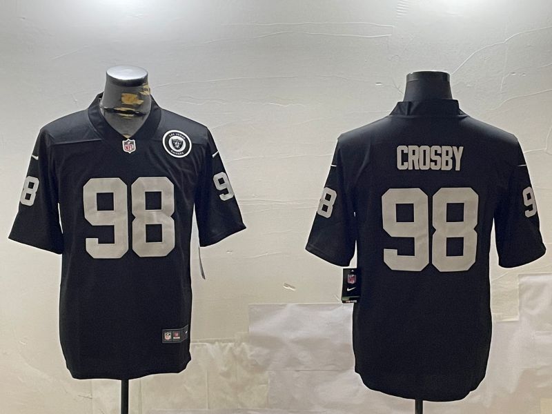 Men Oakland Raiders #98 Crosby Black Second generation 2024 Nike Limited NFL Jersey style 2